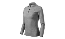 Pique Polo LS, Tricou polo pentru damă, gri închis