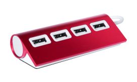 Wudge, hub USB, roșu/alb